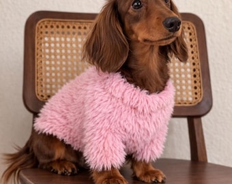 Suéter de ganchillo para perro, ropa para teckel, hilo suave, conjunto de primavera para mascotas