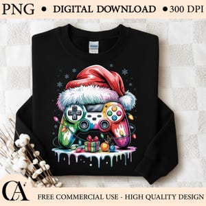 Weihnachten Gamer Controller: Weihnachtsmütze Farbspritzer PNG (Digital Download)