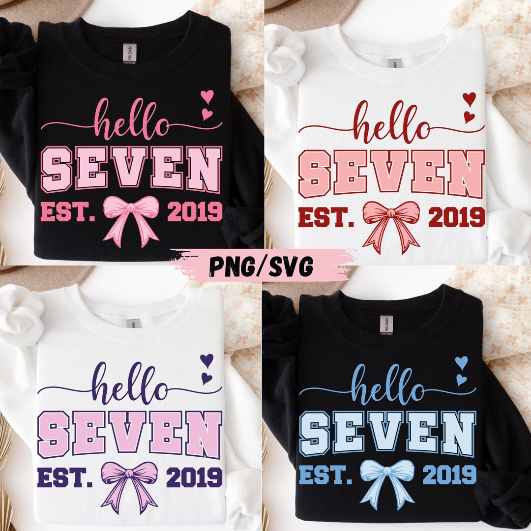 Hello Seven Hello Seven Birthday Design Bundle: PNG SVG Files (digital Download) - Etsy