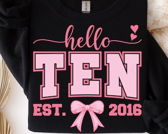 Gráfico SVG PNG de lazo de animadora rosa para niña de décimo cumpleaños (descarga digital)