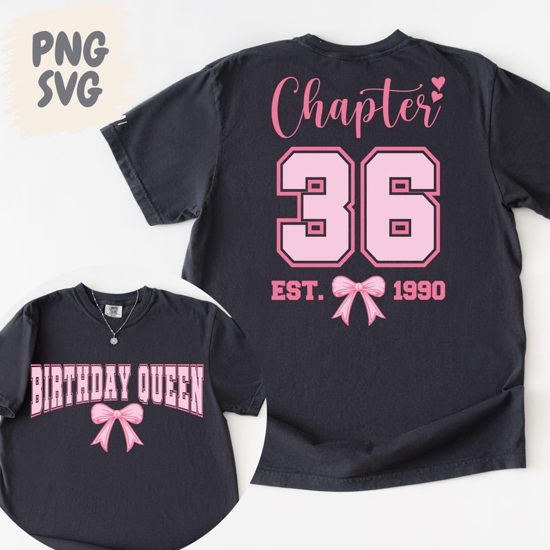 36th Birthday Queen PNG SVG: Pink Bow Design (digital Download) - Etsy