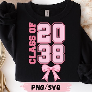 Class of 2038 Graduation Design: Bow Sublimation, School Spirit (SVG, PNG Digital Download)