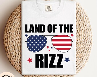 Land of the Rizz SVG: Funny Patriotic Sunglasses Clipart (Digital Download)