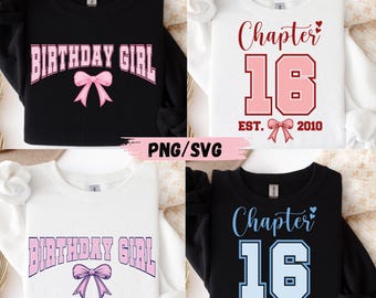 スイート16バースデーシャツデザイン：チャプター16 SVG PNG（デジタルダウンロード）