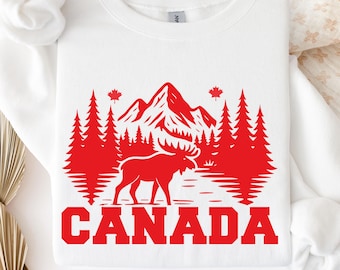 Canada Moose SVG: Wilderness Scene, Maple Leaf Clipart (Digital Download)