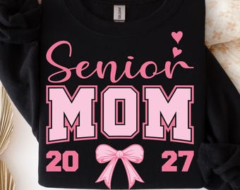Senior Mom 2027 Shirt Design: Pink Bow PNG SVG (Digital Download)