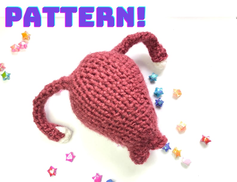 Pattern, Crochet Uterus Plush, with Fallopian Tubes and Ovaries Anatomical Amigurumi image 1