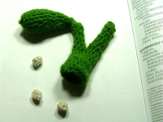 Pattern Gallbladder Crochet Plush with Removable Gallstones