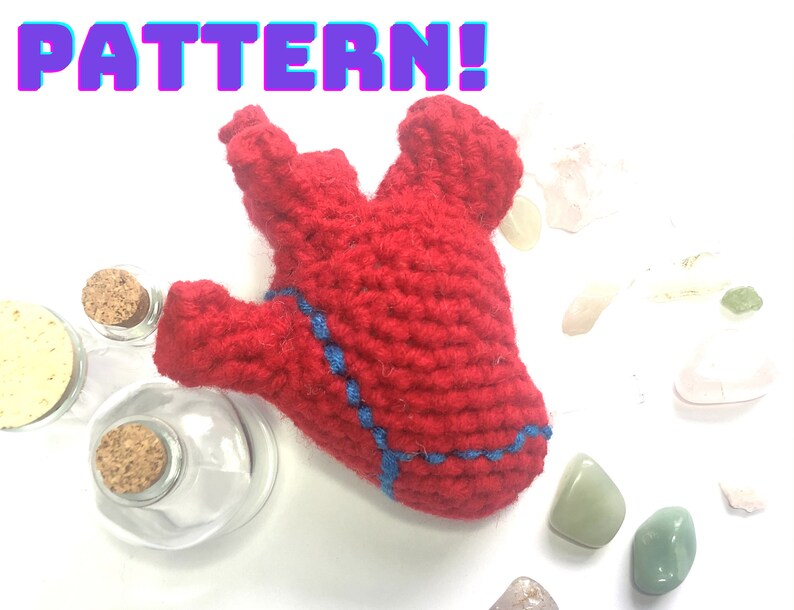 Crochet Pattern, Anatomical Heart Plush Anatomical Amigurumi image 1