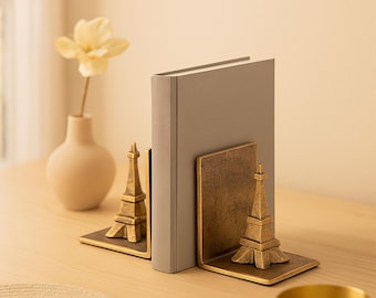 Eiffel Tower Handmade Metal Bookends Set of 2: Antique Brass Finish