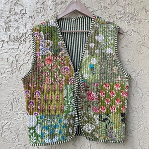 Handmade Cotton Quilted Vest: Reversible Patchwork Jacket