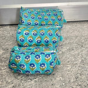 Kit da barba, beauty case, set da 3 trousse per il trucco, trousse trapuntata per il trucco, borsa floreale, trousse in cotone per cosmetici, beauty case da viaggio.