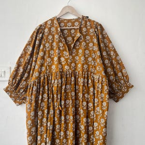 Floral Block Print Cotton Dress: Soft Summer Tunic
