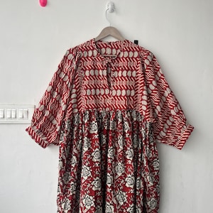 Floral Hand Block Print Cotton Dress: Soft Summer Tunic