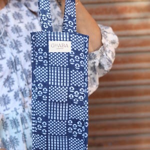 Floral Hand Block Print Bottle Holder- Wine/ Champagne/Water Bottle