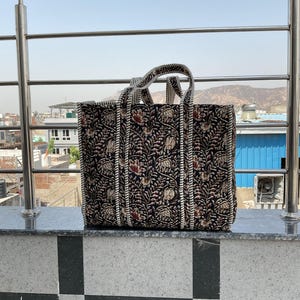 Handmade Indian Tote Bag: Block Print Eco Fabric Travel Bag