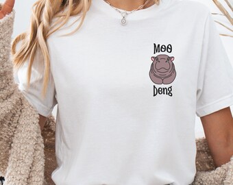 Camiseta adorable hipopótamo pigmeo Moo Deng: unisex, divertida camiseta con meme de hipopótamo, regalo de hipopótamo bebé, regalo de Navidad para ella, camiseta de mocosa