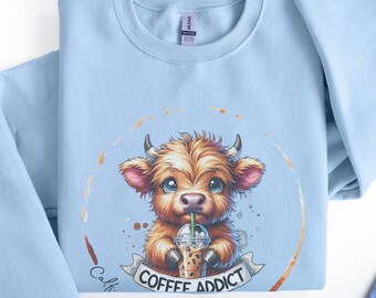 Sudadera de vaca de las tierras altas, camisa de vaca con cuello de ternera, sudadera del oeste, camisa para amantes de las vacas, sudadera de vaquera, baby shower de vaca de las tierras altas