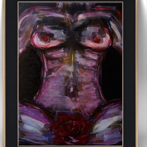 Female Rose Acrylic Original Canvas 40x30cm Painting Wall Decor Contemporary Art Female Body Art  Decoration Painting Art Hanging Modern Art