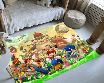 Children's Room Rug, Retro Game Rug, Video Game Rug,Cute Rug,Colorful Rug,Personalized Rug,Nursery Rug,Area Rugs,Nursery Decor,Gift for Kids