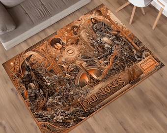 LOTR Area Rug, Colorful Movie Decor, Custom Rings Rug