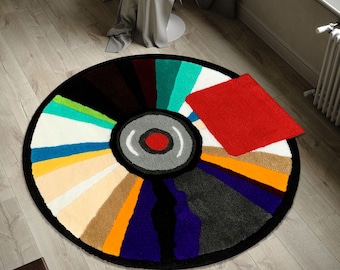 Kanye West CD Rug, CD Rug, Music Album Rug, Kanye West Bear Rug, Music Rug, Kanye West Dropout Bear Rug, Music Decor,Tufted Look Printed Rug