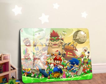 Glass Wall Art, Mario Wall Art, Tempered Glass Wall Art, Wall Hangings, Large Art, Super Mario Wall Decor, Tempered Glass