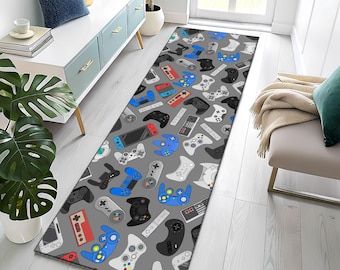 Consol Game Runner Rug, 80s Gaming Hallway Rug, 80s 90s Style Hallway Carpet,  Popular Retro Game,  Custom Rug, Bedroom Rug, Home Decor Rug