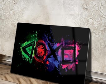 Game Area, Retro Game,  Gaming zone, PS5, Gamer, Tempered Glass Wall Decor, Game console, Console Button, Tempered Glass Wall Art,
