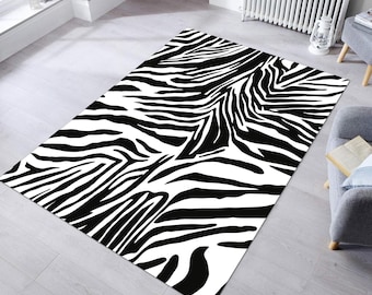 Animal Pattern Rug,Zebra Pattern Rug,Aesthetic Rug,Modern Rug,Black and White Rug,Home Decor,Area Rug,Rugs for Living Room,Housewarming Gift