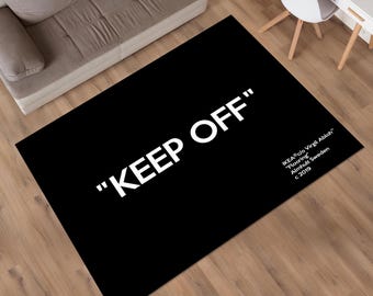 Keep Off Black Cotton Area Rug, Modern Home Decor