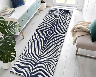 Zebra Pattern Runner Rug, Black and White Rug, Animal Pattern Rug, Modern Rug,Home Decor, Area Rug, Rugs for Living Room, Housewarming Gift