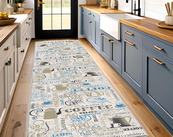 Coffee Pattern Runner Rug, Colorful Rug, Modern Rug, Washable Rug, Runner Rug, Kitchen Rug, Area Rug, Kitchen Mat, Kitchen Decor, Gifts for