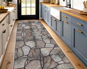 3D Stone Look Runner Rug, Runner Rug, Natural Stone Texture Area Rug, Home Decor, Area Rug,Living Room Rug, Bedroom Rug, Aesthetic Rug