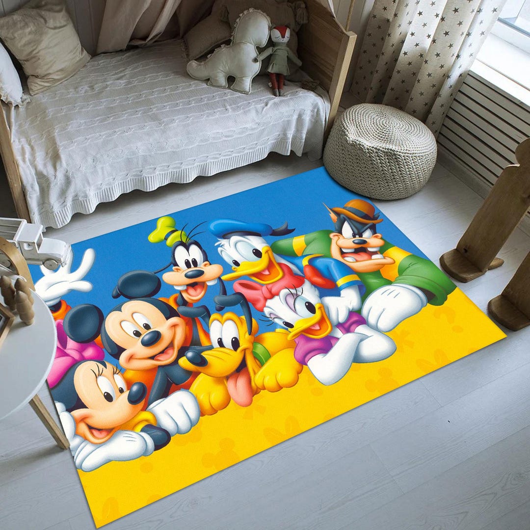 Mickey Mouse Cartoon Rug, Colorful Nursery Decor, Kids Gift - Etsy