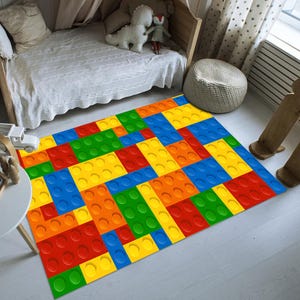 Plastic Building Blocks, Child Rug, Colourful Rug, Minimalist Rug, Custom Rug, Cute Rug, Play Room Rug,Area Rugs,Kids Room Rug,Gift For Kids