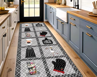 Runner Rug, Non-Slip Kitchen Rug, Laundry Mat, Hallway, Entryway, Machine Washable, Pet & Kids Safe, Custom Size, Runner Rug, Area Rug
