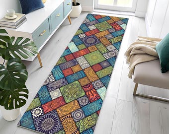 Mandala Runner Rug, Mandala Rug, Colorful Rug, Mandala, Runner, Gift Runner Rug, Hallway Rug, Decor Long Rug, Area Rug, Home Decor