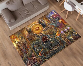 LOTR Rug,Movie Rug,Rings Rug,Colorful Rug,Popular Rug,Custom Rug,Unique Rug,Fantastic Rug,Movie Decor,Area Rug,Boys Room Rug,Gifts for Her