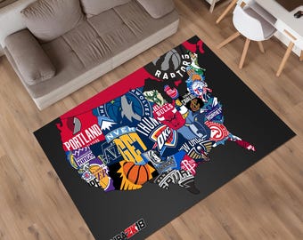 Nba Map Rug, Basketball Rug, Nba Team Rug,Sport Rug,Kids Room Rug,Custom Rug,Hypebeast Rug,Area Rug,Personalized Rug,Unique Rug,Gift for her