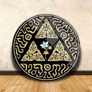 Zelda symbol,  Legend Of Zelda Glass Art, Gamer Room Decor Wall Art, Black icon,  Zelda Poster, Wall Decor, Tempered Glass, Glass Wall Art