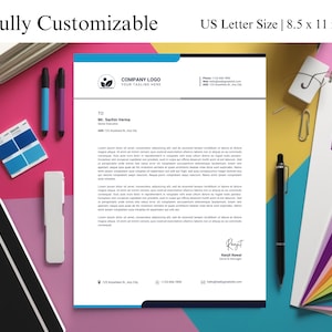 ビジネスレターヘッドテンプレート モダンでプロフェッショナルなデザイン Microsoft Word で編集可能 カスタマイズ可能 中小企業のブランディングに印刷可能
