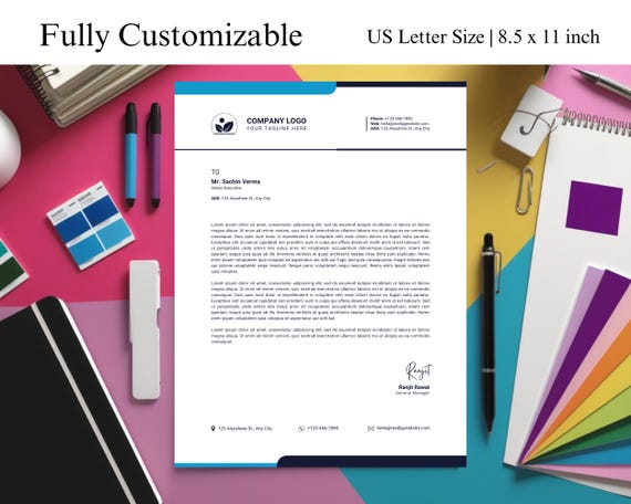 Modern Business Letterhead Template: Professional Design (Word .docx)