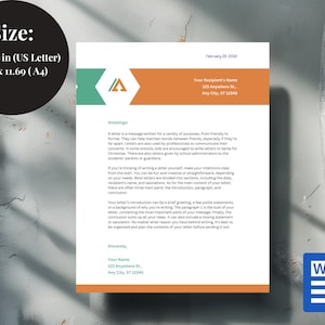 Plantilla de membrete comercial / Diseño profesional moderno / Editable en Microsoft Word / Marca para pequeñas empresas personalizable e imprimible