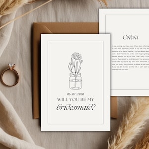 Bridesmaid and Maid of Honor Proposal Card Will You Be My Bridesmaid Wedding Party Invitation Printable Instant Download Canva Template