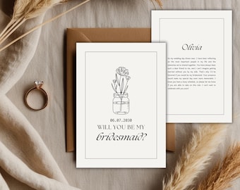 Bridesmaid Proposal Card: Elegant Wedding Party Invitation (Canva Template)