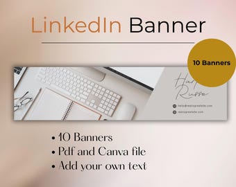 LinkedIn Banner Template Canva | Editable LinkedIn Background | Professional Profile Cover | Personal Branding Kit | Career Business