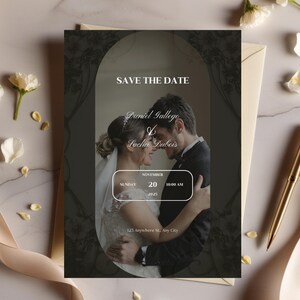 Photo Save the Date Template Minimalist Wedding Invitation Editable Canva Save the Date Digital Download Instant Printable
