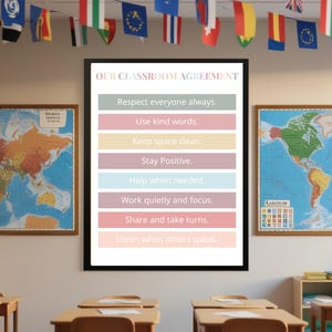 Editable Classroom Rules Poster: Pastel Class Agreement (digital ...