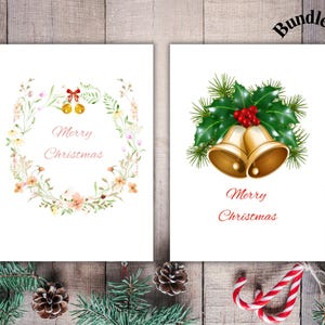 Lot de 10 jolies cartes de Noël classiques minimalistes | Cartes pliables au format 5 x 7, 4 x 6, 5 x 5 | PDF modifiable et imprimable | Téléchargement instantané
